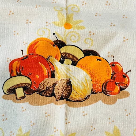 80s Mushrooms Vegetable Medley Half Apron Cottagecore Kitchen Cambridge Textile - Picture 2 of 10